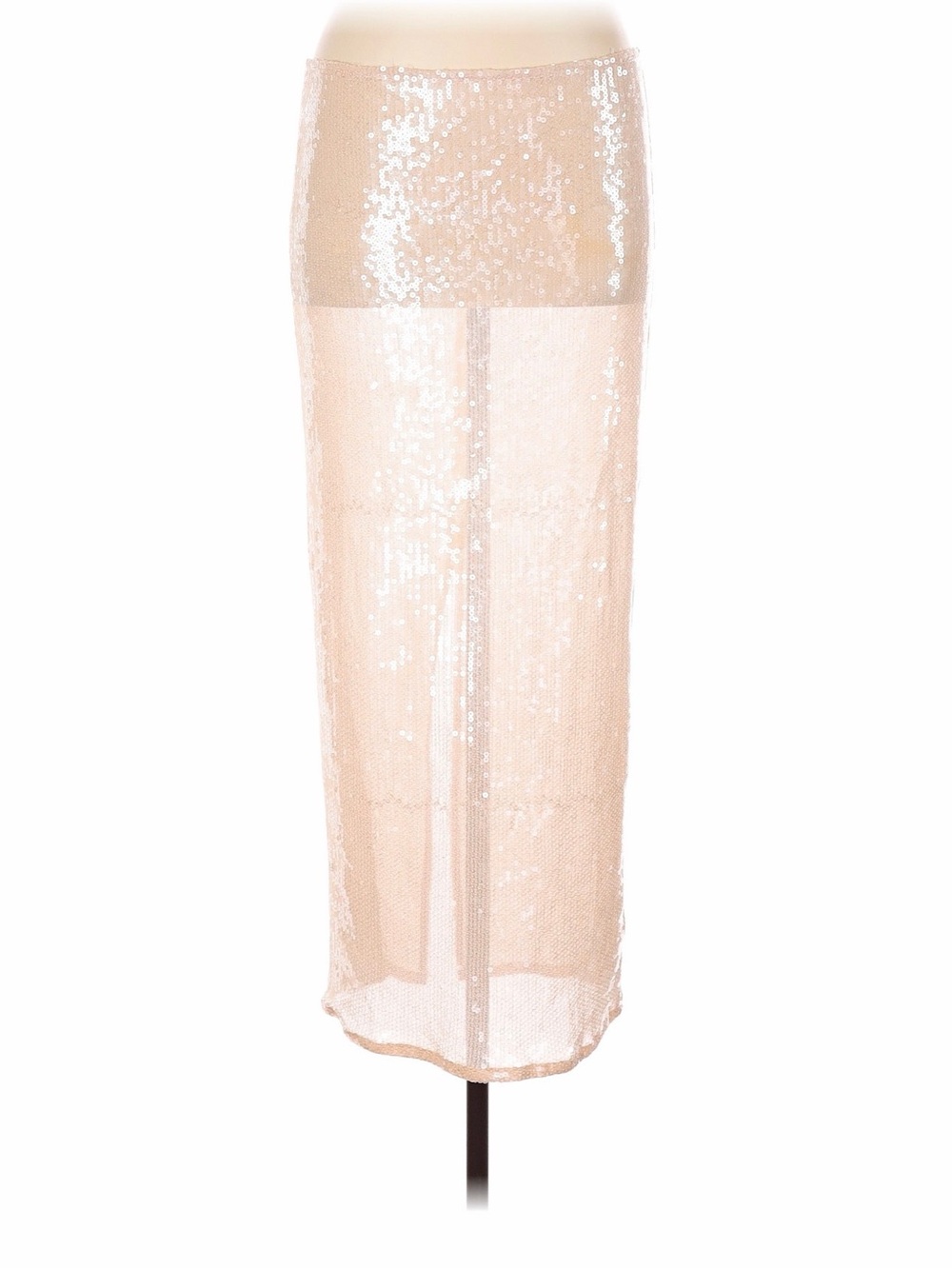 Edikted Blush Sequin Sheer Maxi Skirt